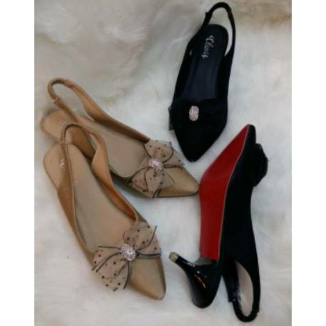 Sepatu Olavis Tali Belakang Heels 3 CM (DNA-16) Import Berkualitas