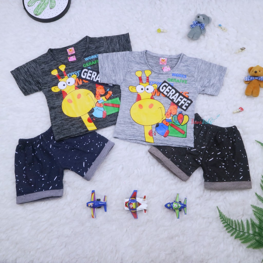 Setelan Devano uk Bayi-3 Tahun / Export Class Set Baby Boy Anak Laki Celana Lengan Bahan Kaos