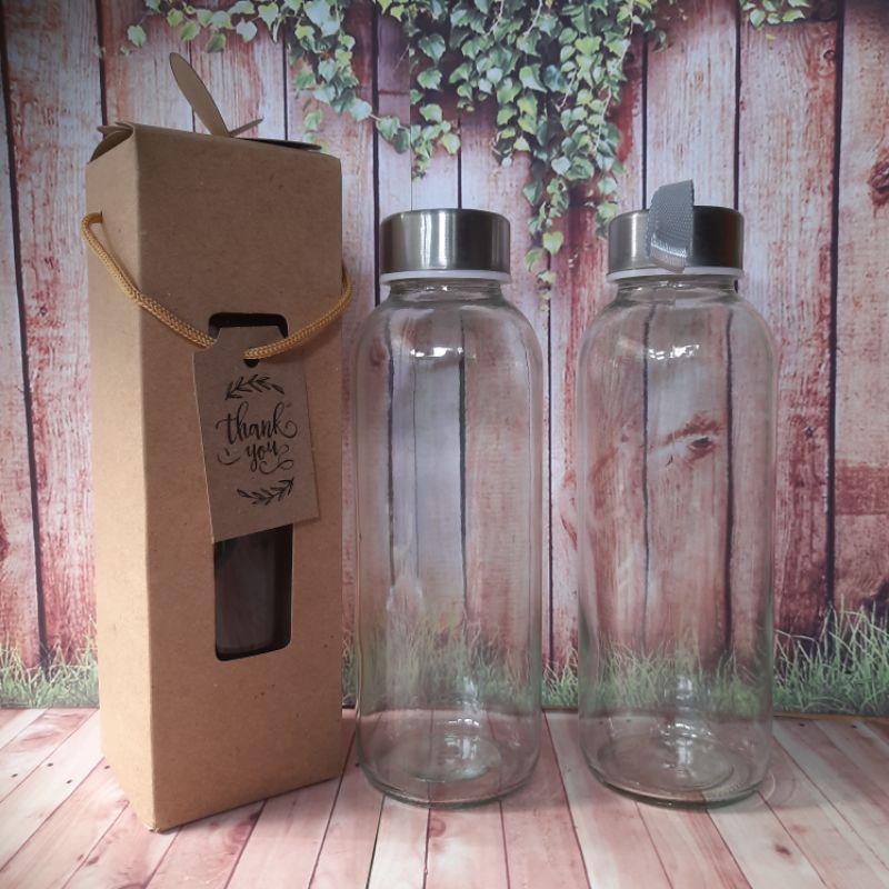 botol tumbler bening kemas box coklat