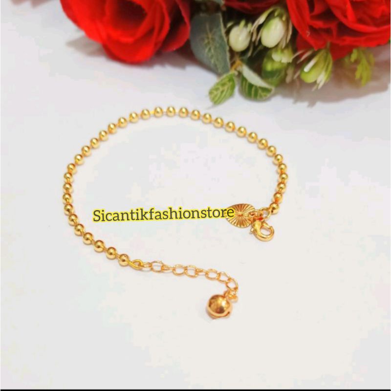 Gelang Titanium Biji Lada Gold 18CM Fashion Wanita Pria Terlaris Anti Karat Gelang Wanita Pria gold