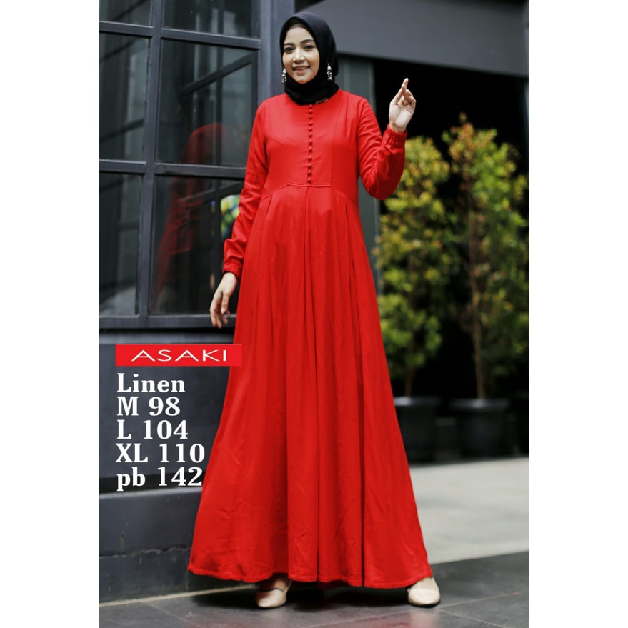 ASAKI // GAMIS LINEN DRESS CASUAL PESTA KONDANGAN MEWAH PREMIUM TERBARU - GAMIS FASHION MUSLIM WANIT