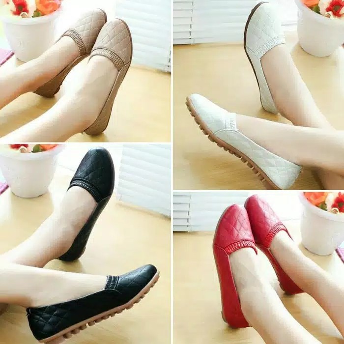 Flatshoes Flat Shoes Sepatu Teplek Wanita Cewek Cewe Perempuan Impor SEPATU WANITA FLAT SHOES KULIT
