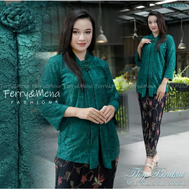 KEBAYA MODERN/KEBAYA PESTA/KEBAYA KARTINI/SETELAN KEBAYA BRUKAT FLOY ROK PLISKET/KEBAYA KUTU BARU/BA