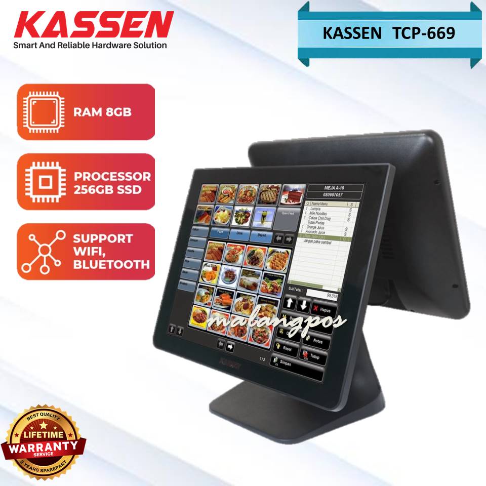 KASSEN TCP-669 WINDOWS MESIN KASIR TOUCHSCREEN + DUAL DISPLAY 15&quot; 8GB