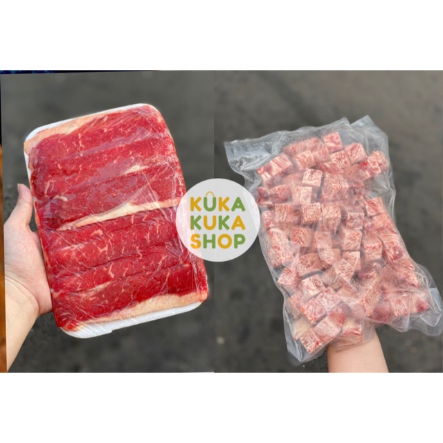 PROMO Bundling Beef Slice Aust Low Fat 500gr + Wagyu Saikoro Cubes 500gr