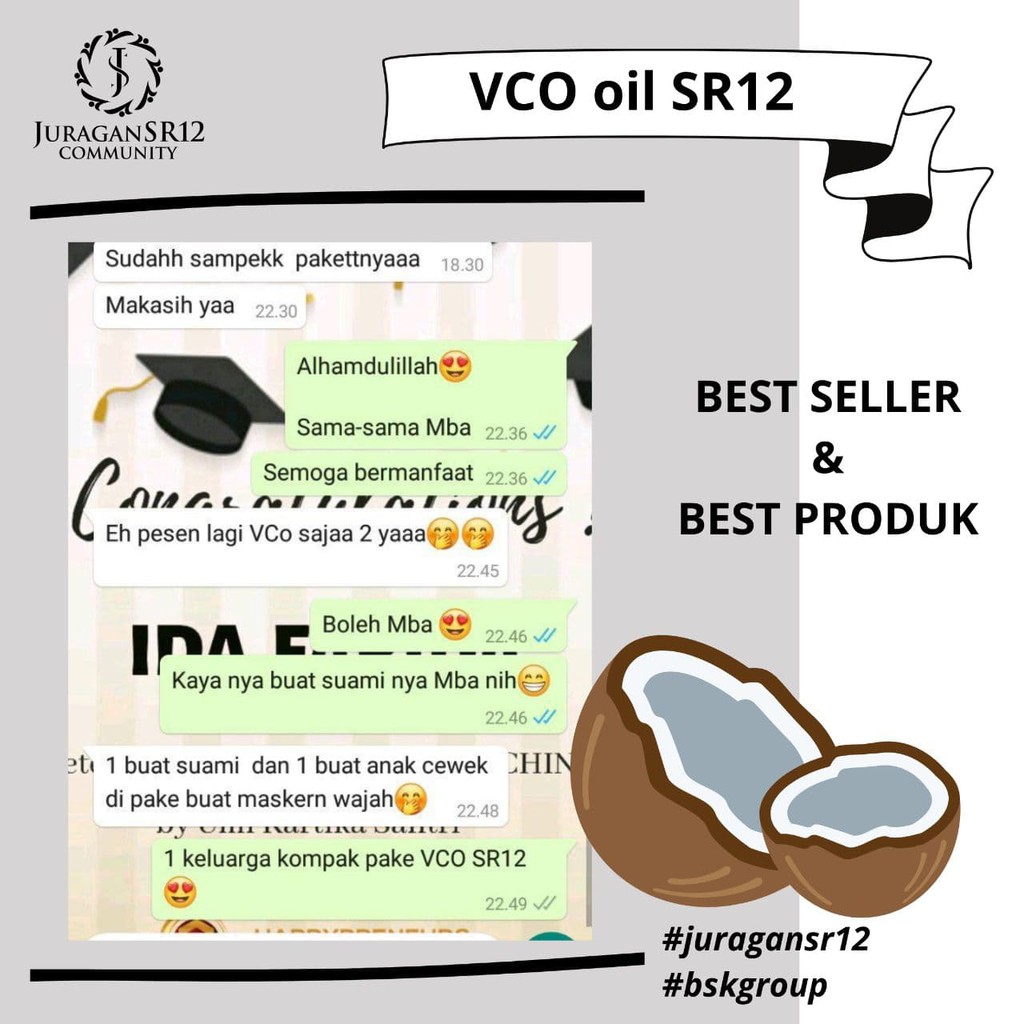 Vco SR12 - Vco Virgin Coconut Oil - Minyak Kelapa Murni - Isi 100ml