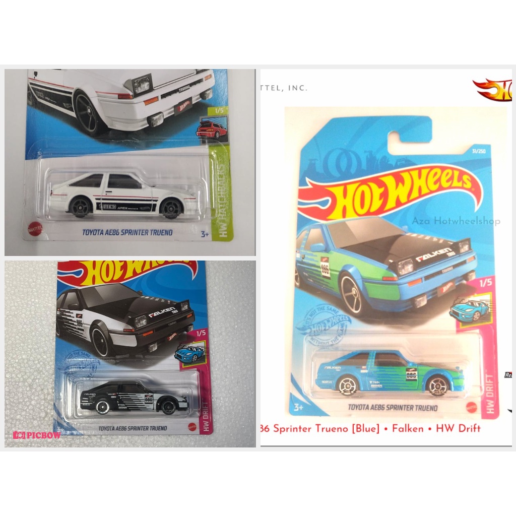 Diecast Hot Wheels TOYOTA AE86 SPRINTER TRUENO HW Hitam Hijau Putih Falken Hotwheels Drift Mobil Mainan Anak AE86