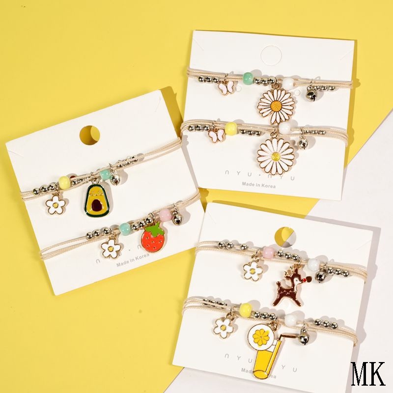 Gelang couple Daisy etnik bead Tali Gelang Wanita persahabatan Korea Braided Bracelet/Friendship Adjustable Fashion Aksesoris - MK-1
