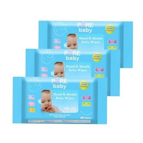 PureBB Hand &amp; Mouth Baby Wipes 60s