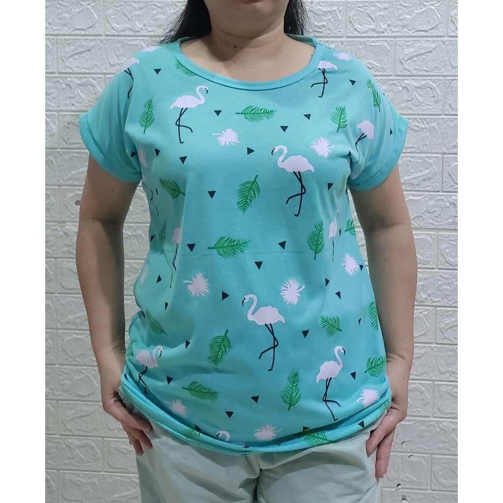 COD!!KAOS WANITA UKURAN JUMBO LENGAN PENDEK MOTIF FLAMINGO/KAOS SUPER JUMBO HARGA MURAH MERIAH/KAOS 