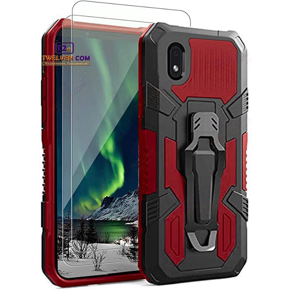 Case Shockproof Samsung A01 Core Armor Hardcase Stand Clip