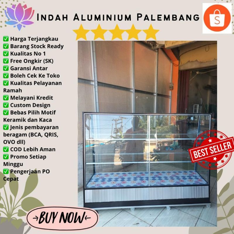 ETALASE JUALAN  SHOWCASE ROTI BAKERY ALUMINIUM MURAH PALEMBANG