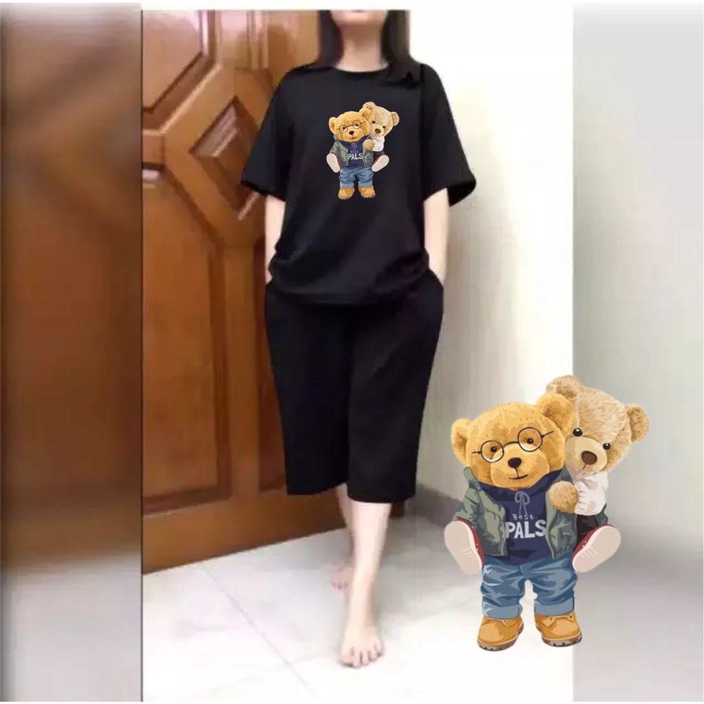 Setelan Wanita JUMBO + Celana Kulot 3/4 Big Size LD 120 Teddy Gendong