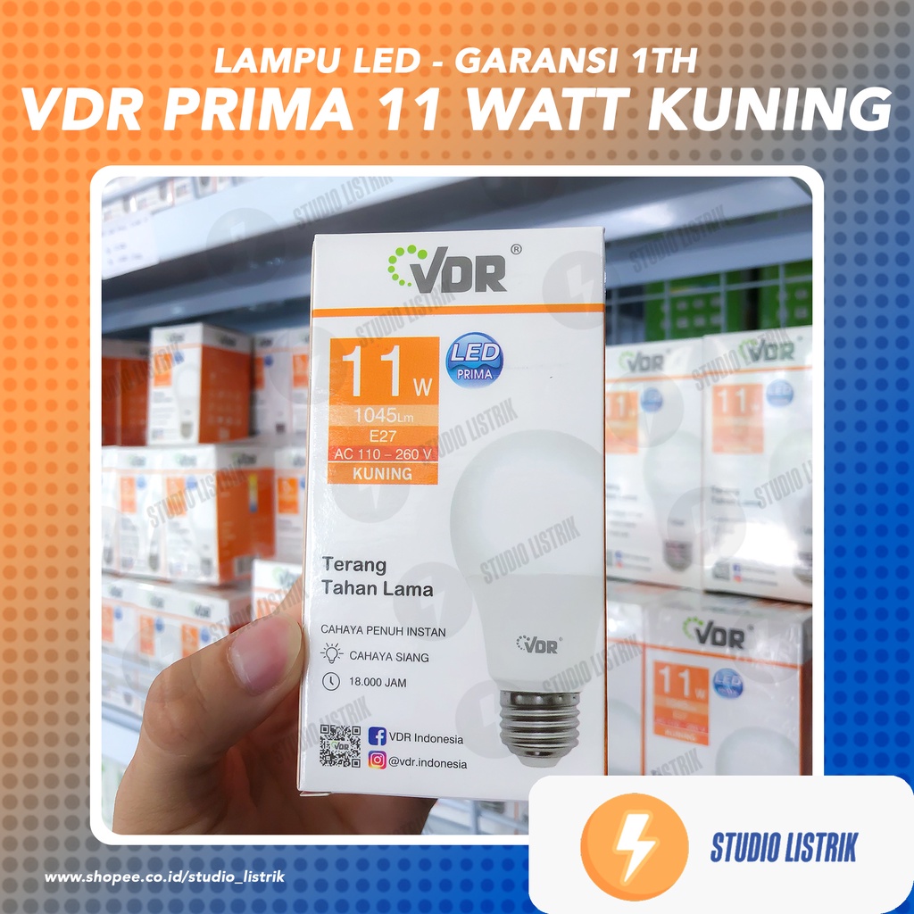 Lampu LED VDR Prima 11 watt Warm White / kuning / Lampu garansi / Led garansi / Hemat energi