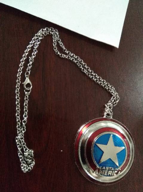 kalung captain America panjang 50 cm silver alloy