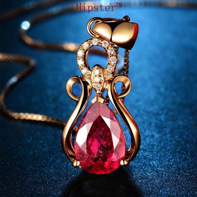 New Hot Sale Classic Rose Gold Moissanite Colored Gems Pendant Beautiful Retro Elegant Necklace