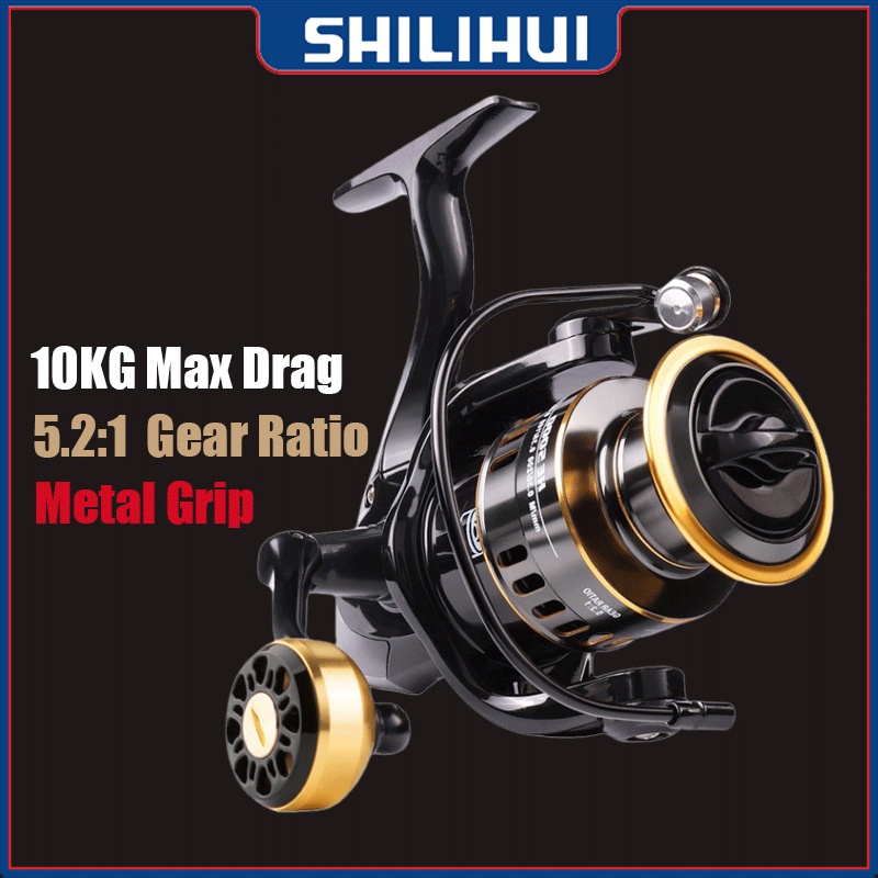 SHILIHUI Rill Pancing 5.2:1 HE1000-7000 Kerekan Pancing Drag Max 10kg Rell Pancing Murah Reel Spinning Laut 1000 2000 3000 4000 5000 6000 7000