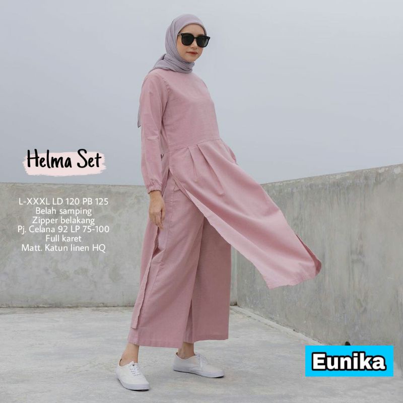 12.9 Helma set/ setelan Tunik pants linen by Eunika