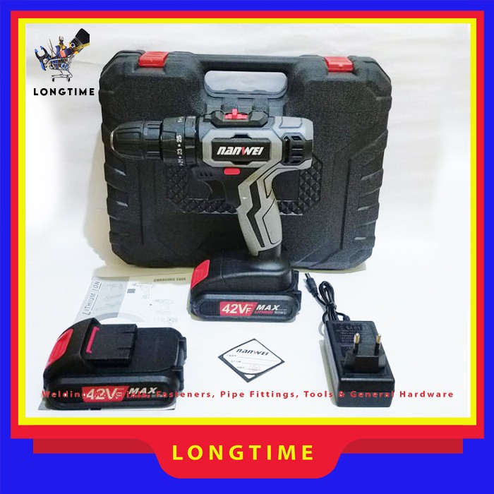 Mesin Bor Tembok Nanwei 42V Cordless Impact Drill Baterai Cordless