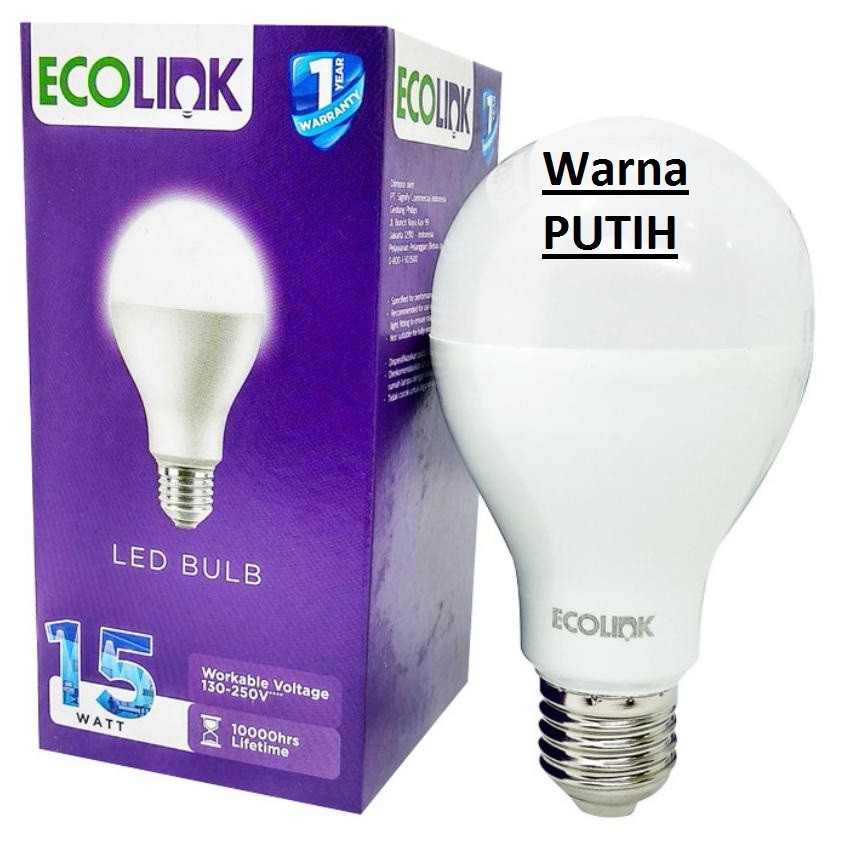 Lampu Bohlam LED Bulb 15 Watt 15Watt 15W W Putih Cool Daylight ECOLINK