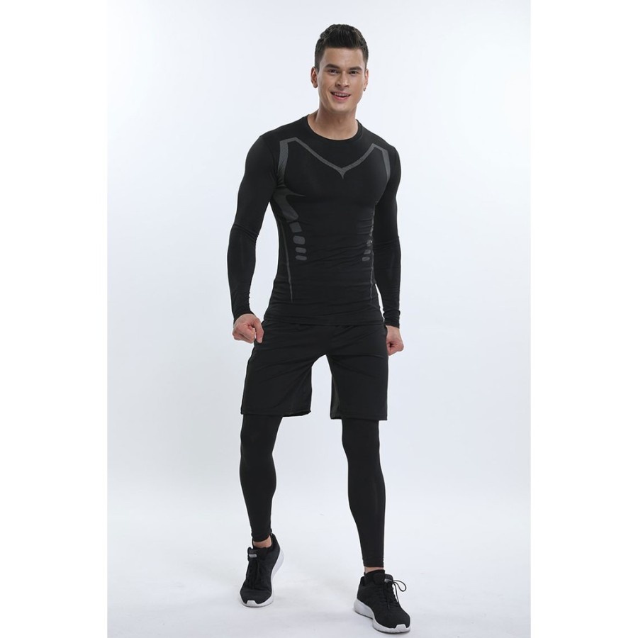 Set Kaus Celana Pria Long John Tracksuit Workout Quick Dry - YY001