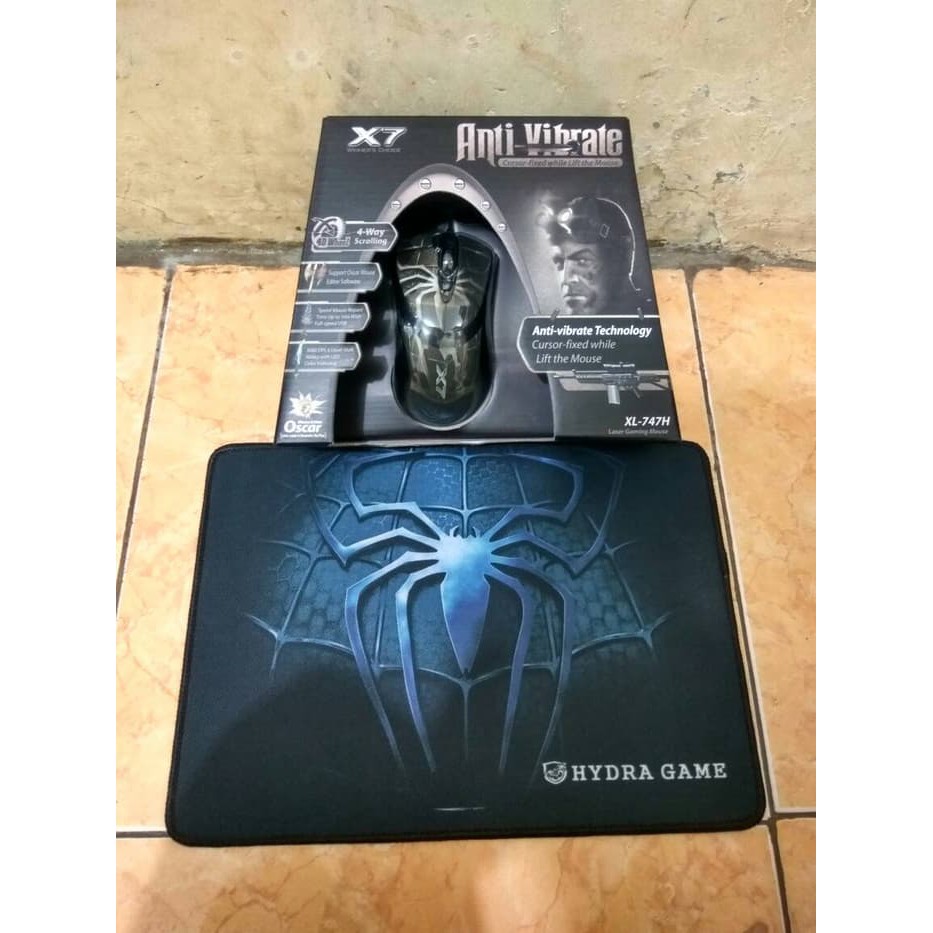 "Paket Mouse A4tech Xl747h  Mousepad spider"