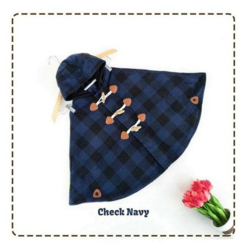 duffle cape cuddle me check navy