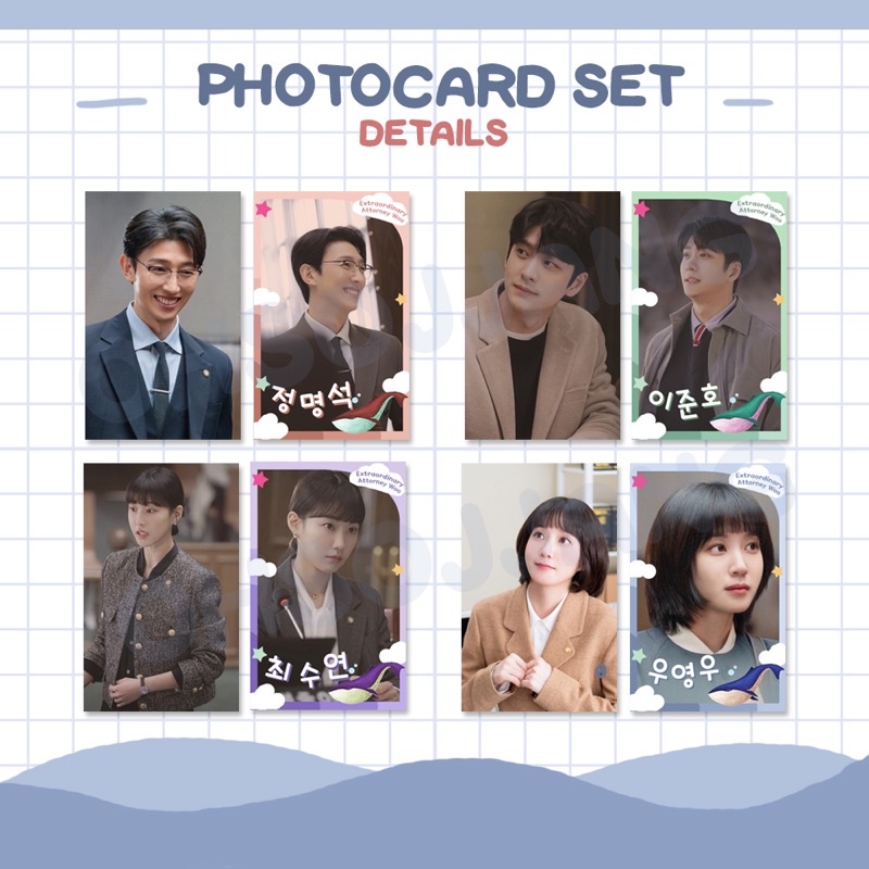 EXTRAORDINARY ATTORNEY WOO MERCH PACK KIT FANKIT WOO YOUNG WOO PAKET LENGKAP STICKER KEYRING GANTUNGAN KUNCI PHOTOCARD PC SET