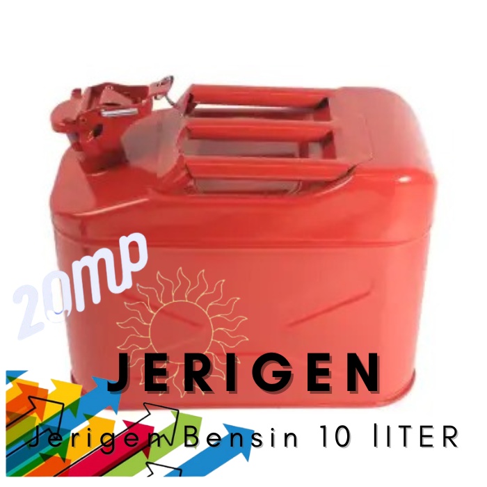 Jerigen Besi Bensin Solar Metal 10Ltr Merah JERRY CAN GAS/DIE RED 10L