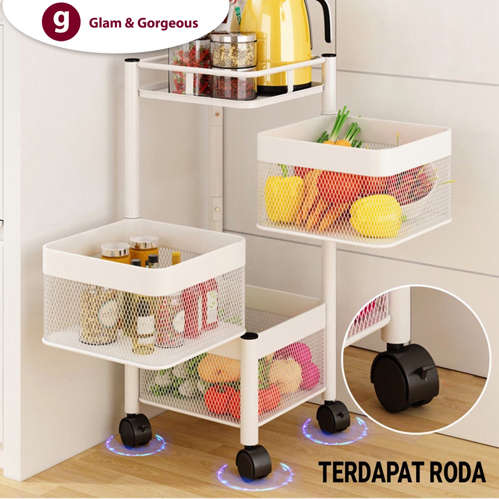 Cadillac Paxton Troli Serbaguna Metal Storage Rack Rak Dapur Kamar Mandi - CDLC006