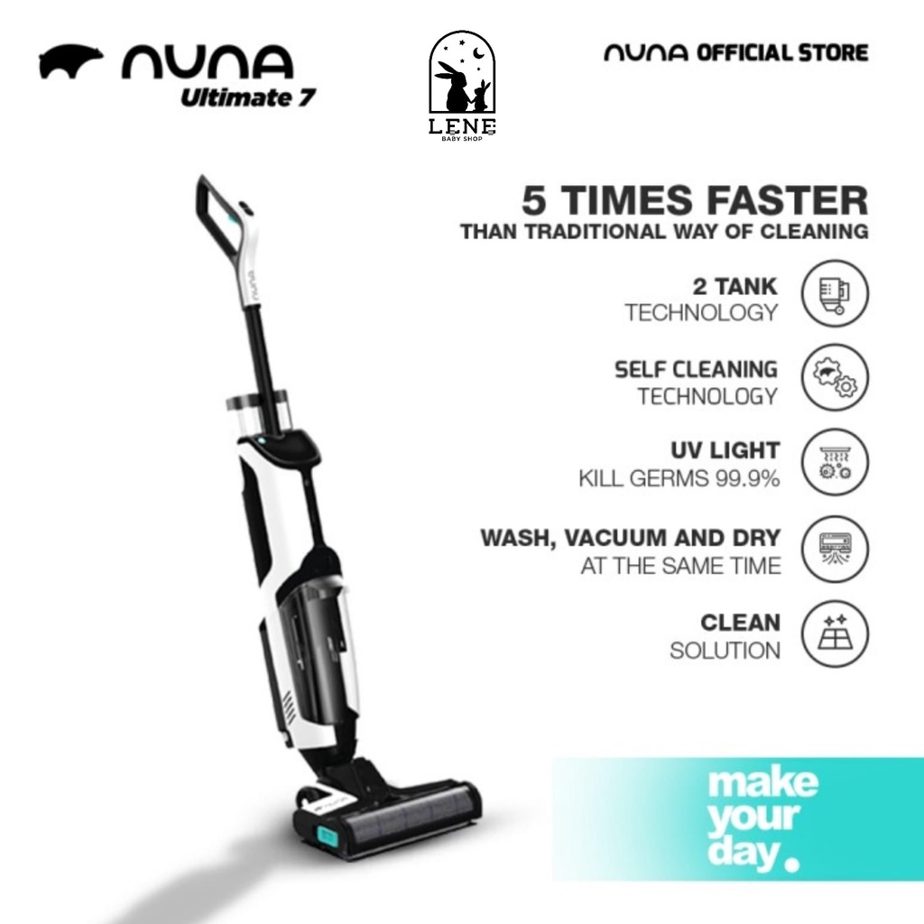 [2 HEPA + 1 SOFT BRUSH + 1 HARD BRUSH] NUNA Ultimate 7 Cordless Multifunction Floor Cleaner