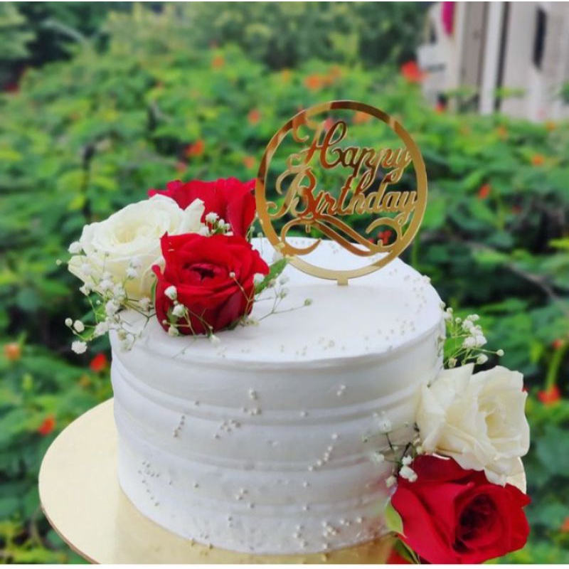 

Costum Cake Ultah/Cake Costum Romantic HBD Flowers Love❤