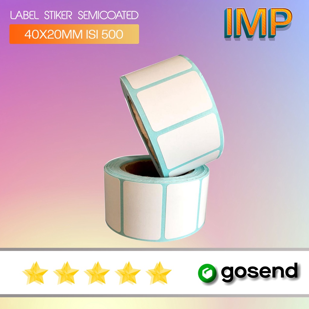 

Kertas Label Stiker Semicoated 40x20mm 1 Line Isi 500