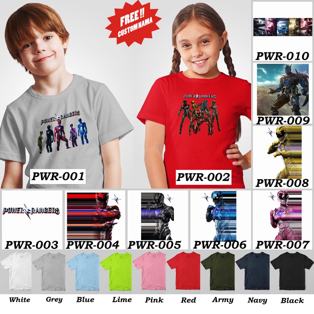 [FREE NAMA !!] Kaos Anak &amp; Family Power Rangers 100% COTTON PREMIUM