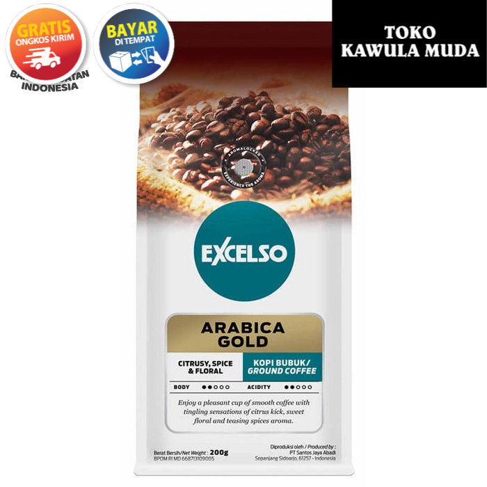 

Excelso Arabica Gold Coffee 200 gram - Ground / Bubuk / Kopi Arabika Asli