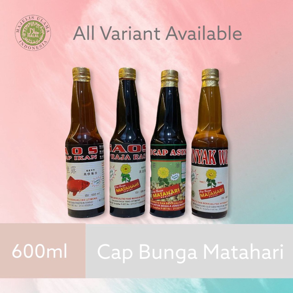 

SAOS RAJA RASA , MINYAK WIJEN , KECAP IKAN , KECAP ASIN 600ml Cap Bunga Matahari