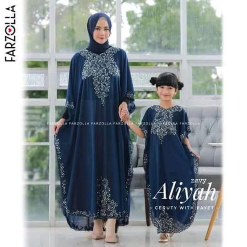 dafeena kaftan cerutty mom kids/aliyah kaftan couple  mom and kids by farzolla/ayra couple ibu anak