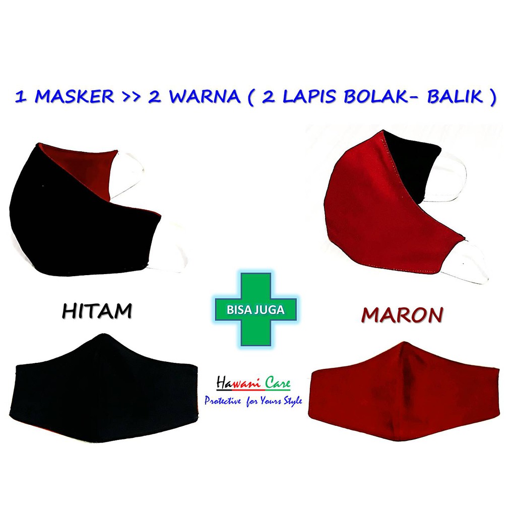 MASKER KAIN KARET KUPING BOLAK-BALIK &quot; 2 WARNA &quot;