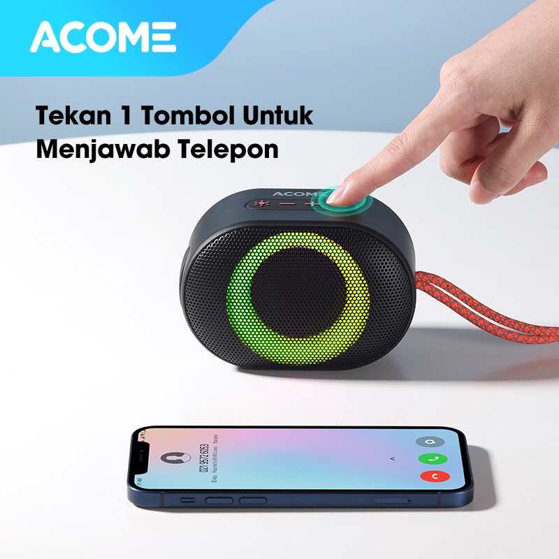 ACOME Speaker Bluetooth 5.0 10W IPX6 Waterproof RGB Light Rhyme Rave Party Garansi Resmi 1 thn A10