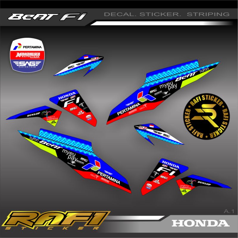Striping Beat Fi Pertamina / Sticker Lis Variasi Motor Honda Beat Mandalika Fi 2013 2014 2015