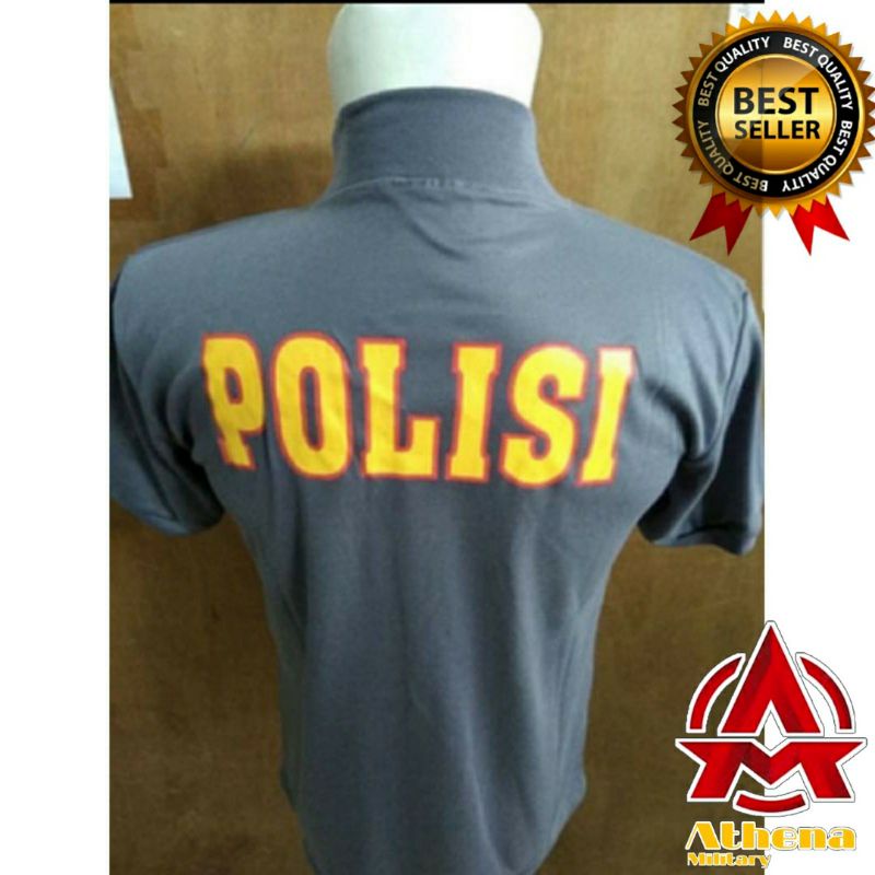 Kaos oblong polisi tribrata abu leher tinggi |Kaos dalaman polisi abu|Kaos polisi belakang tulisan