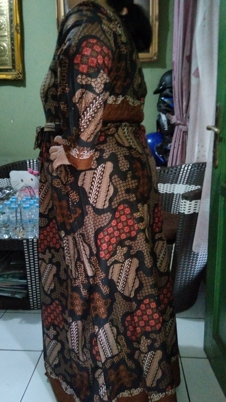 Ms Gamis Batik Sriwedari Maxi Jumbo Bumil/busui Katun Sogan Allsize Ld 104 Dan 120.