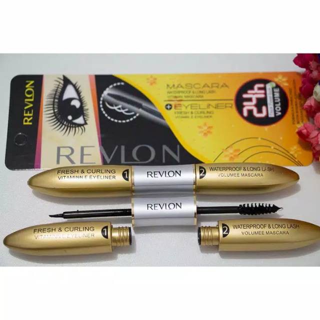 Mascara + Eyeliner 2in1 - Maskara Eyeliner Double Extention 2 in 1 - REVLON