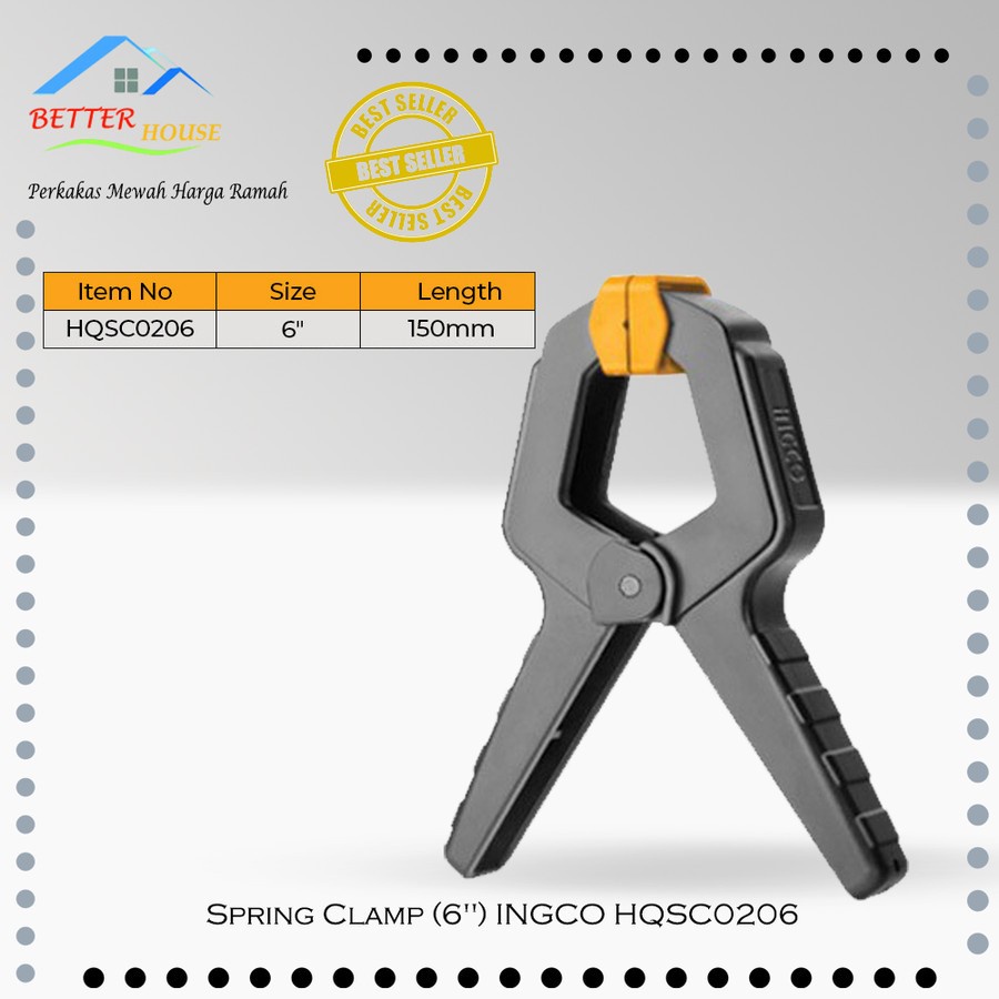 Spring Clamp (6″) INGCO HQSC0206 Catok Klem Quick Clip Jepit Kayu