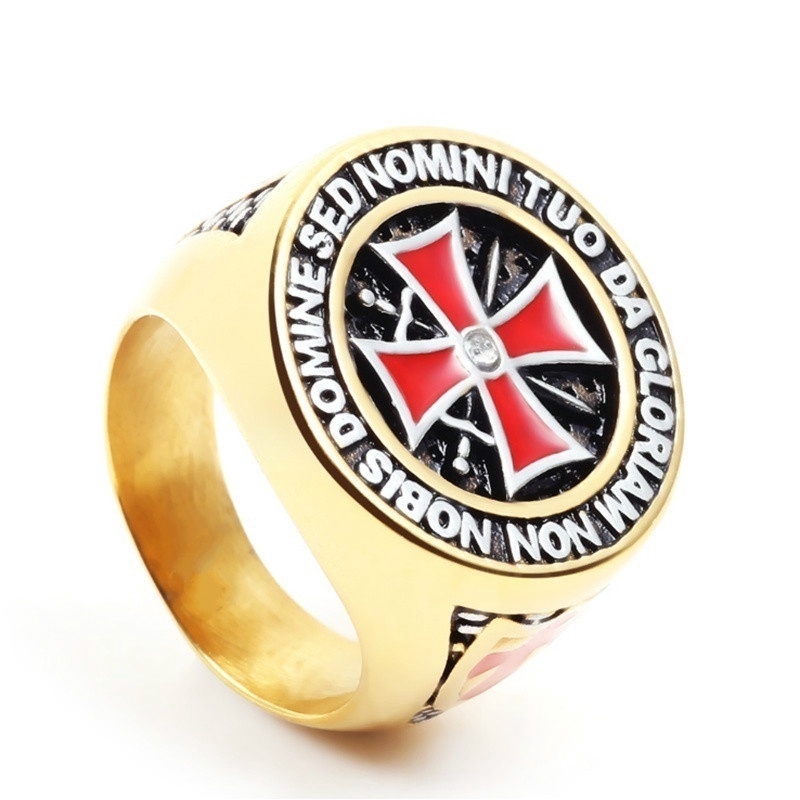 SeuSuk Fashion Popular Punk Rock Crusader Cross Rings for Men Knight Templar Knight Symbol Ring