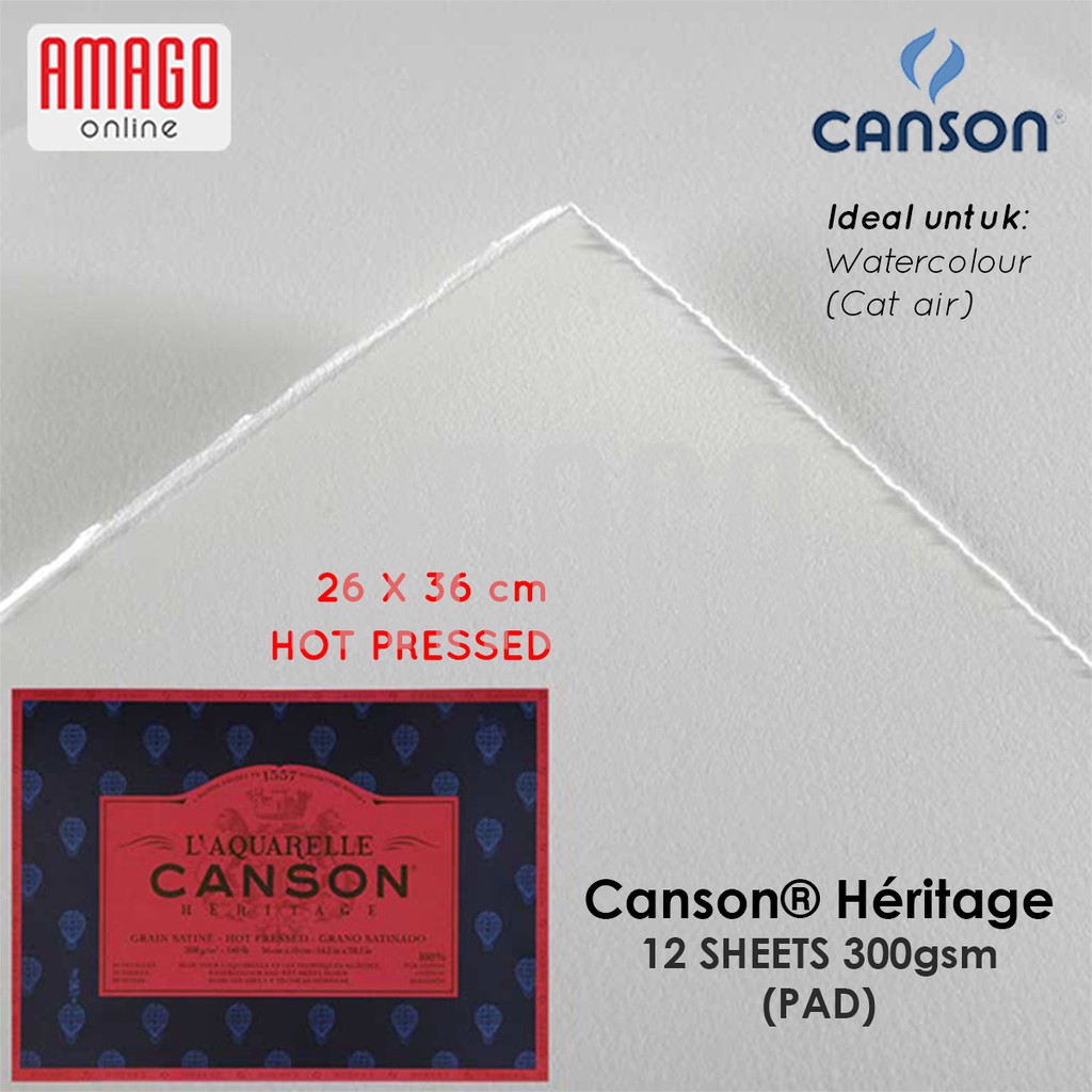 CANSON HERITAGE - 12 SHEETS - 26X36 HOT PRESS - 300G (PAD) - 100720017