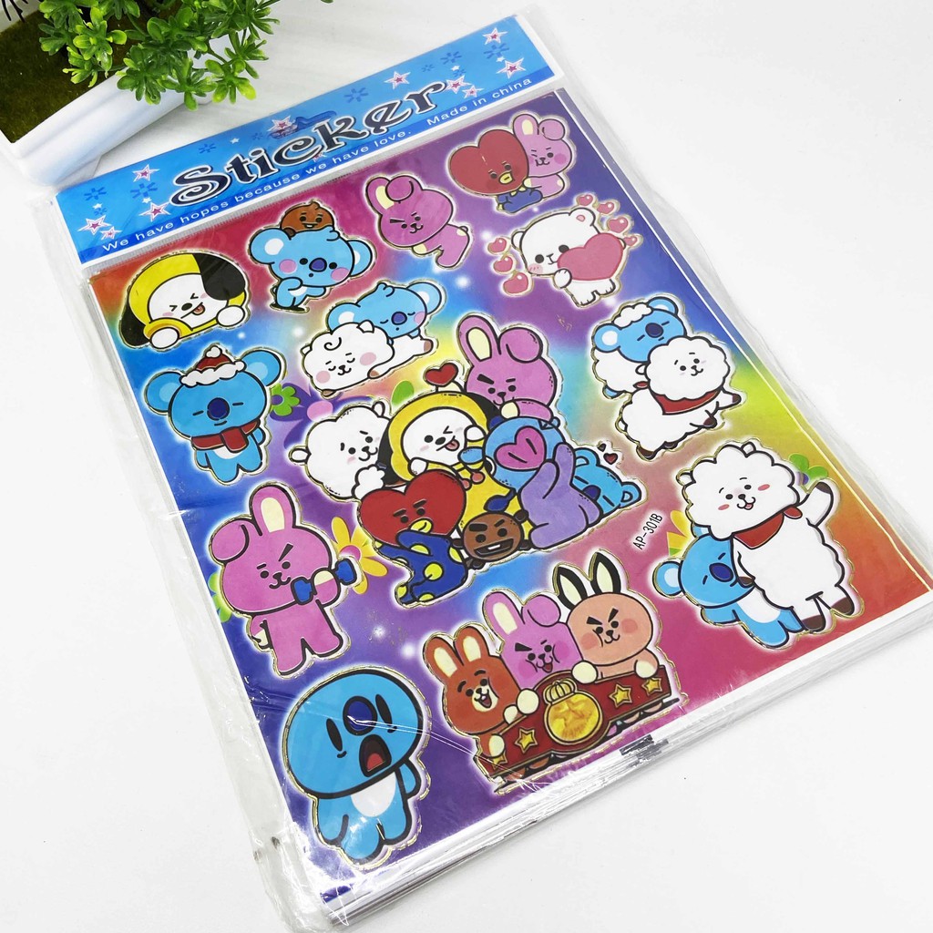 STIKER LASER BESAR BT21 BTS &amp; BERANEKA KARAKTER / STICKER TEMPEL / STIKER DINDING / STIKER BTS