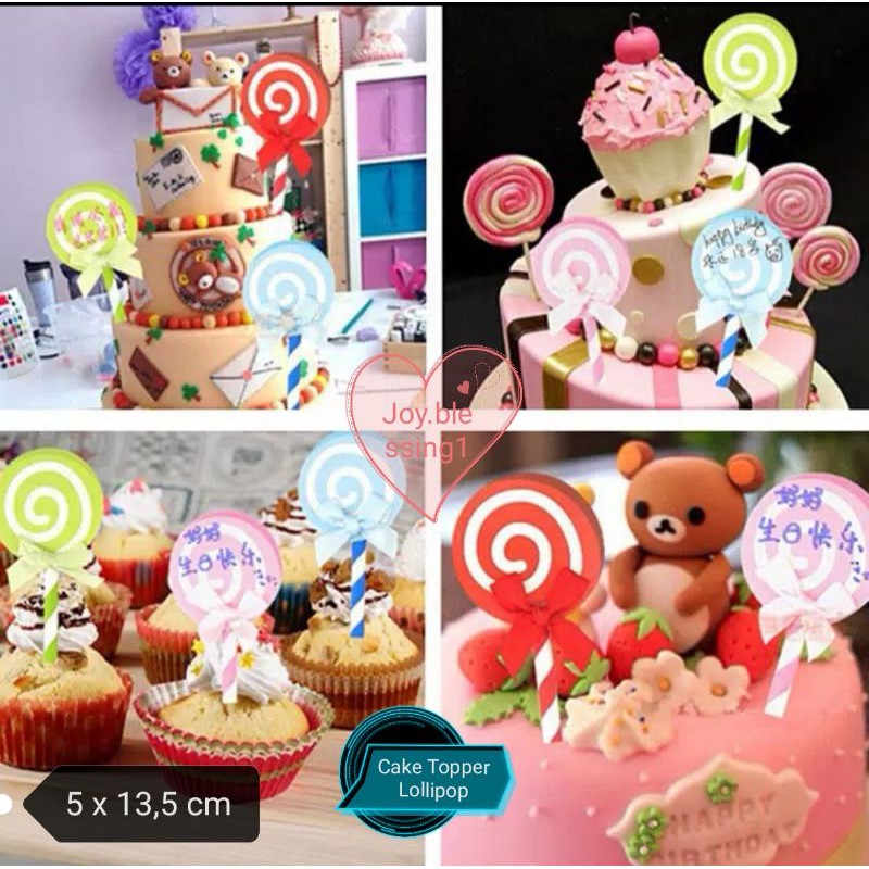 TOPPER KUE LOLLIPOP/CAKE TOPPER LOLLIPOP PER PCS