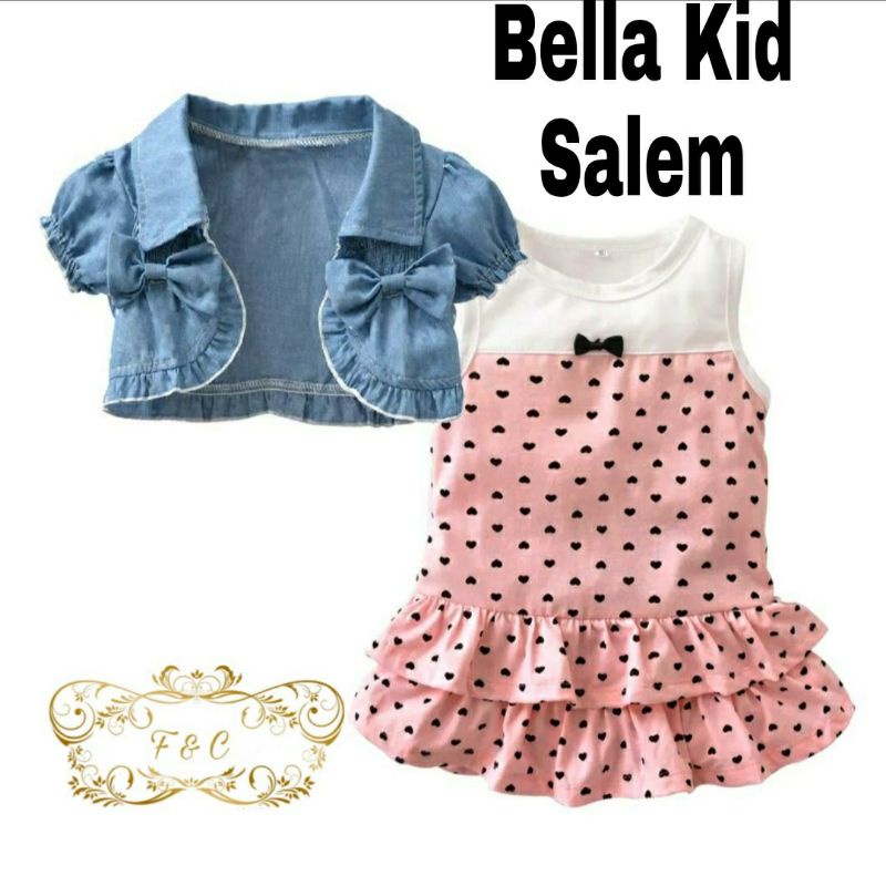 SET BELLA KID FASHION PAKAIAN ANAK PEREMPUAN SET 2IN1 ROMPI DAN DRESS FEHM