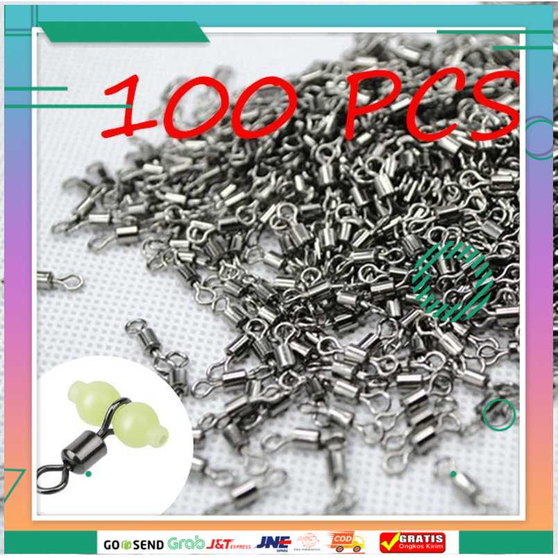 (BISA COD) FTIHSHPJYJ Konektor Umpan Kail Pancing Stainless Steel 5# 100 PCS - JYJ05